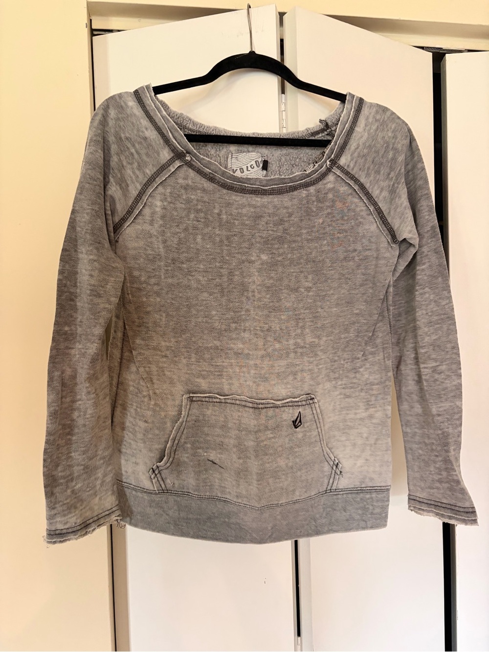 Volcom Women's Gray Washed Pullover Sweatshirt